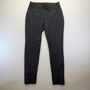 Chico's Black Ankle-Length Stretch Pants with Snap Detail